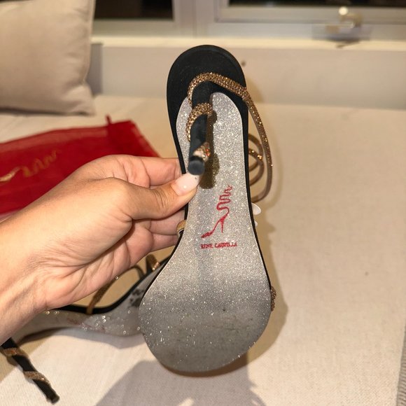 RENE CAOVILLA - MARGOT BLACK JEWEL SANDALS SNAKE - Picture 9 of 12